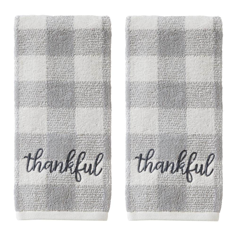 SKL Home Whistler Hand Towel Set, 16 x 25, Gray/Plaid 2 Count