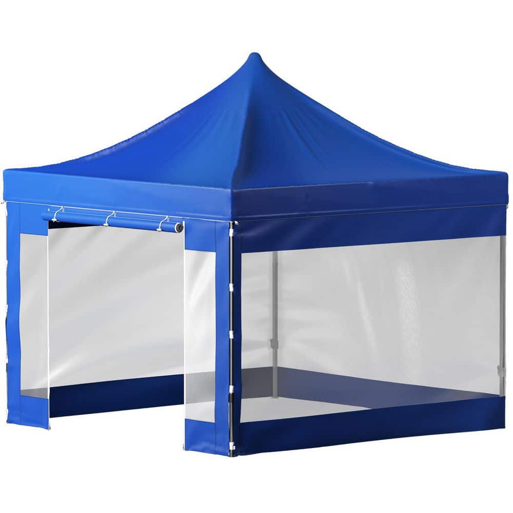 VEVOR 10x10 Blue Pop-Up Canopy Tent with Sidewalls and Wheeled Bag