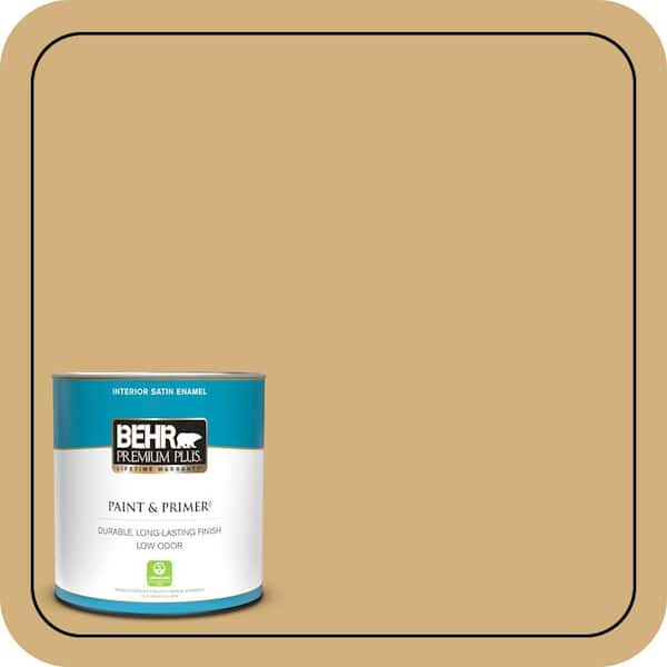 BEHR PREMIUM PLUS 1 qt. #340F-5 Beachwalk Satin Enamel Low Odor Interior Paint & Primer