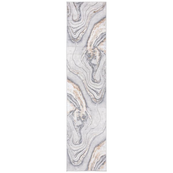 SAFAVIEH Orchard Gray/Gold 2 ft. x 17 ft. Abstract Runner Rug