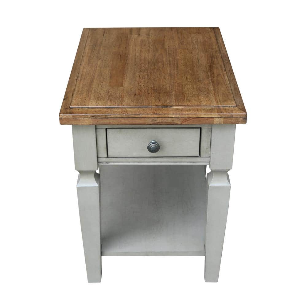 Vista Distressed Hickory and Stone Wood End Table with Storage