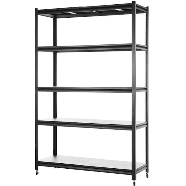 Tileon Heavy-Duty Metal Storage Shelves with 5 Adjustable Levels, Garage Shelves for Warehouse, Storage Room, Kitchen-Black