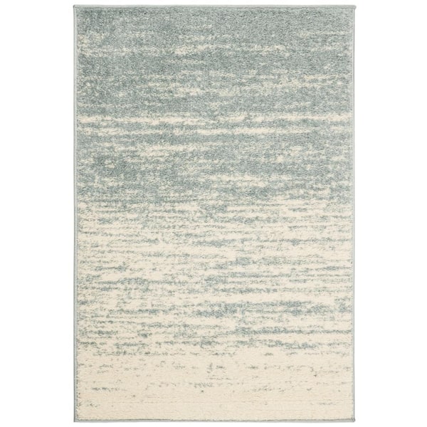 SAFAVIEH Adirondack Slate/Cream Doormat 3 ft. x 4 ft. Solid Color Striped Area Rug