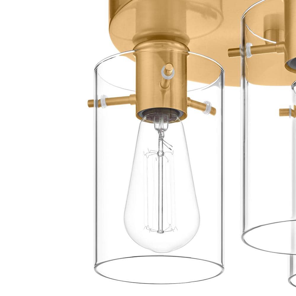 Regan 11.75" Brushed Gold Flush Mount with Clear Glass Shades