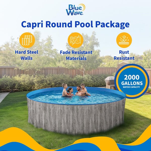 Blue Wave 12 ft. Round 36 in. D Capri Steel Wall Pool