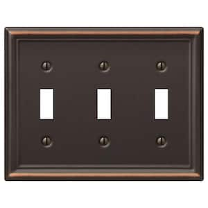 Ascher 3 Gang Toggle Steel Wall Plate - Aged Bronze