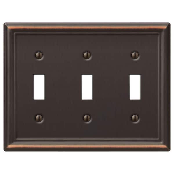AMERELLE Ascher 3 Gang Toggle Steel Wall Plate - Aged Bronze