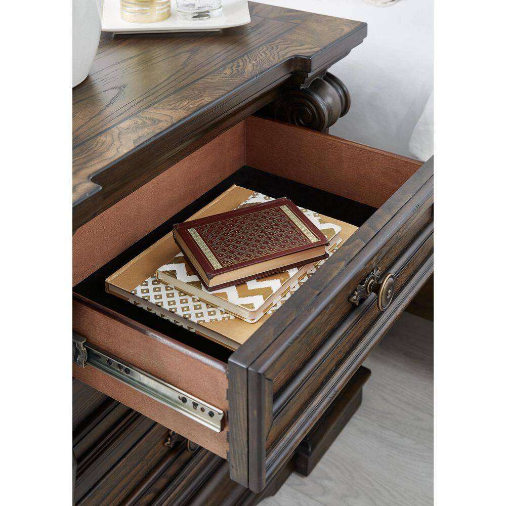 Maylee Traditional Brown 2-Drawer Nightstand with USB Ports