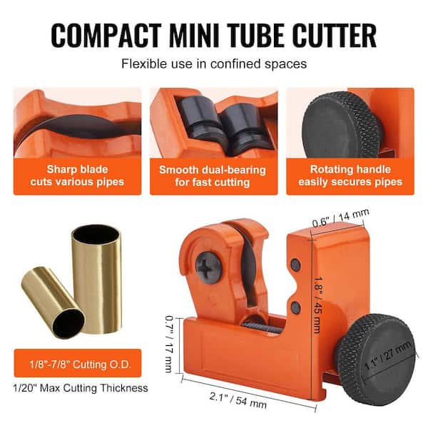 Copper Pipe Cutter – Bearing-Type Tubing Cutter, Cuts 4~32mm Pipes, For Copper, Aluminum, Stainless Steel & PPR