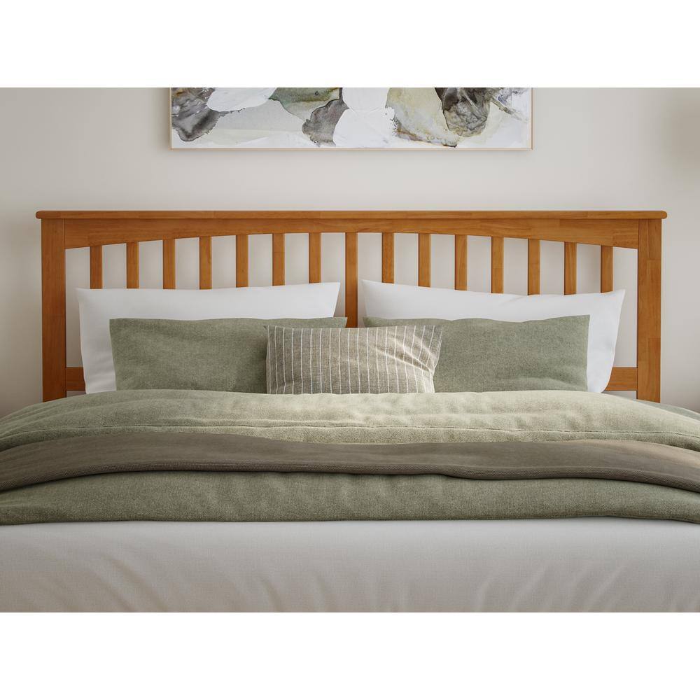 King Light Toffee Solid Wood Platform Bed with Storage Drawers