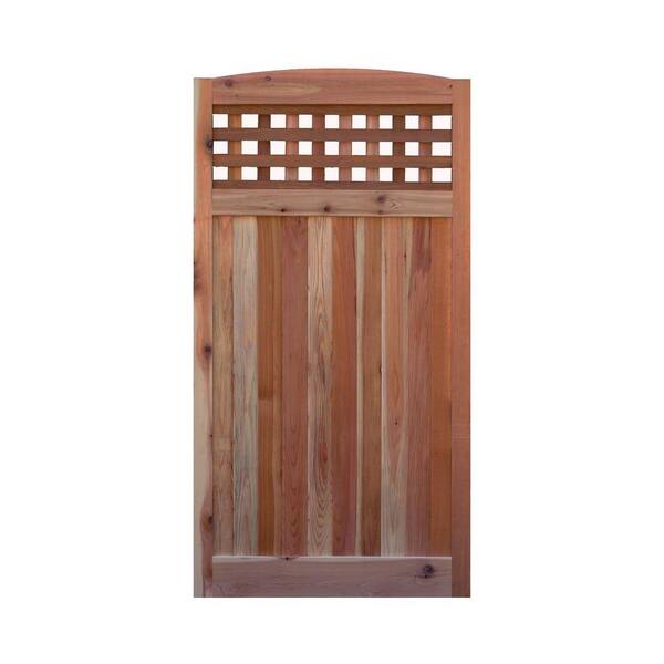 Signature Development 3 ft. x 6 ft. Western Red Cedar Arch Top Checker Lattice Fence Gate