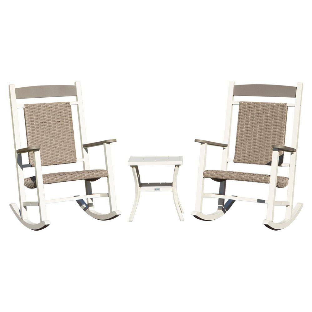 3-Piece Wicker Outdoor Rocking Chair Set-Patio Rockers with Backrest, All-Weather, Porch and Garden Seating for Adults price history on PriceWatchPro
