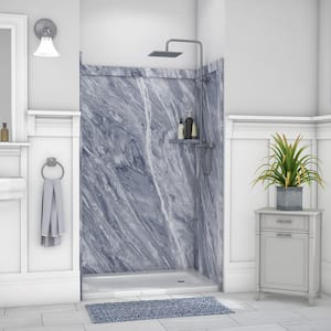 Elegance 36 in. x 48 in. x 80 in. 9-Piece Easy Up Adhesive Alcove Shower Wall Surround in Beaumont