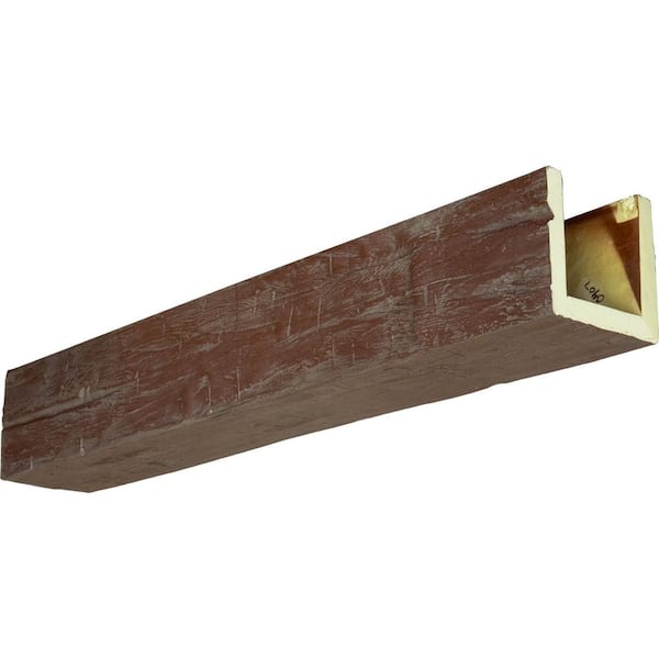 Ekena Millwork 6 in. x 10 in. x 10 ft. 3-Sided (U-Beam) Hand Hewn Aged Pecan Faux Wood Ceiling Beam