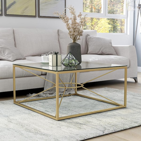 Glass and gold coffee deals table set