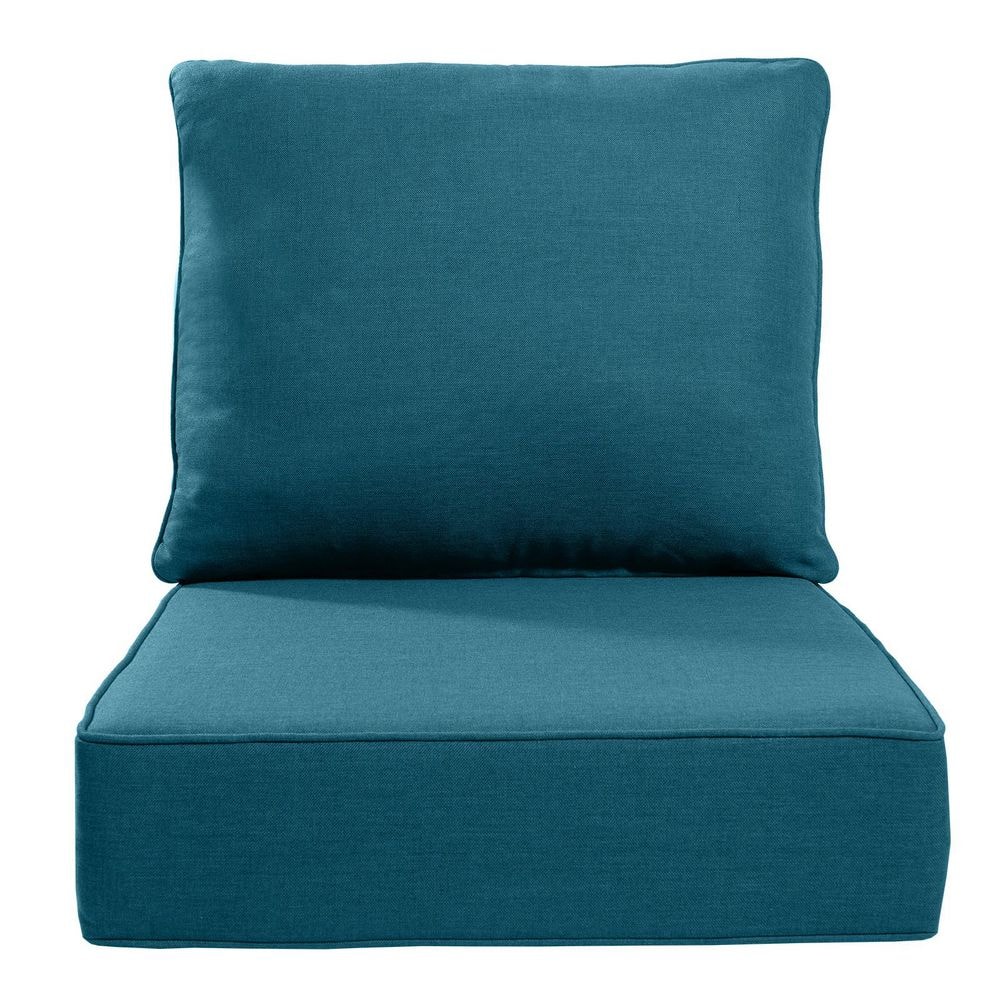 24 in. x 24 in. x 6 in. CushionGuard Outdoor Thicken Lounge Chair Deep Seat Replacement Cushion Set in Peacock Green price history on PriceWatchPro
