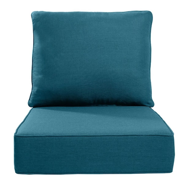 24 in. x 24 in. x 6 in. CushionGuard Outdoor Thicken Lounge Chair Deep Seat Replacement Cushion Set in Peacock Green
