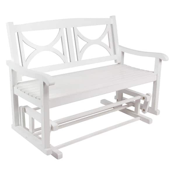 white wooden glider bench