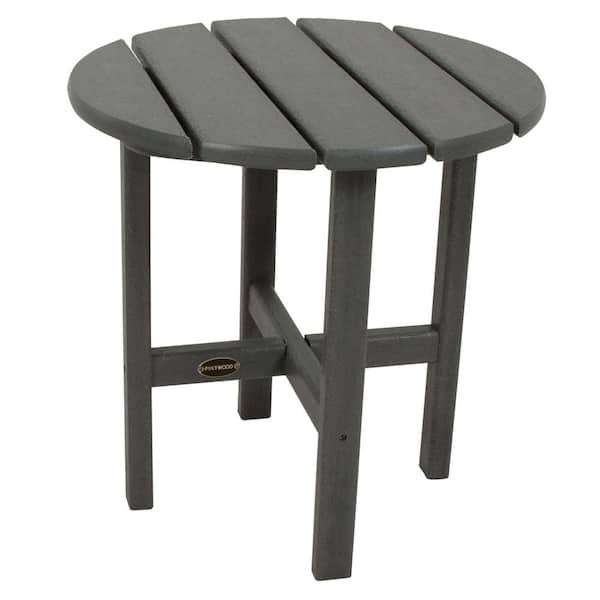 POLYWOOD 18 in. Slate Grey Round Patio Side Table