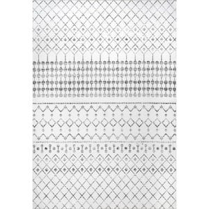 Moroccan Blythe Machine Washable Gray 9 ft. x 12 ft. Area Rug