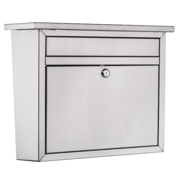 Architectural Mailboxes Maya Silver, Medium, Steel, Locking, Wall Mount Mailbox