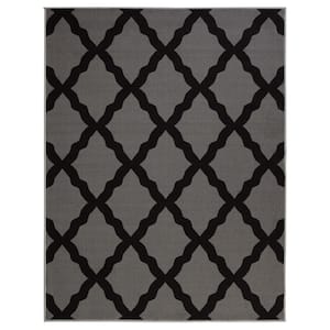 Monaco Collection Non-Slip Rubberback Moroccan Trellis Design 5x7 Indoor Area Rug, 5 ft. x 6 ft. 6 in., Dark Gray