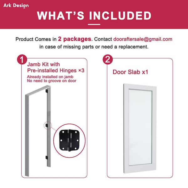 32 in. x 80 in. 1/2-Lite Frosted Glass Right White Solid Core Wood Single Prehung Interior Door with Quick Assemble Jamb