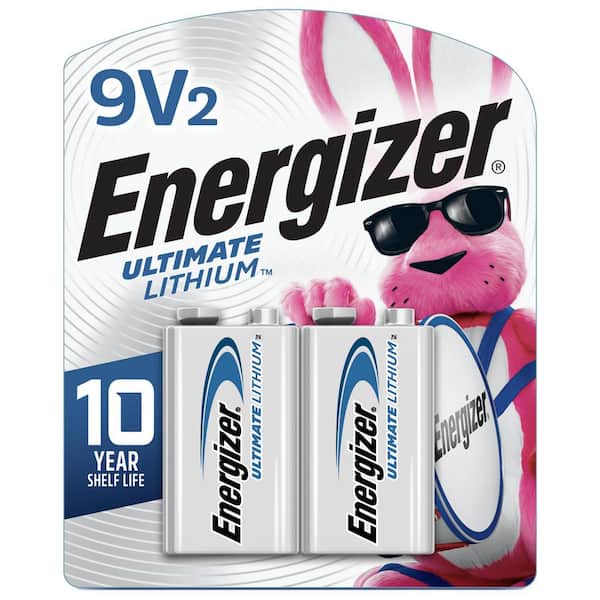 Energizer Ultimate Lithium 9V Batteries (2-Pack), Lithium 9-Volt Batteries
