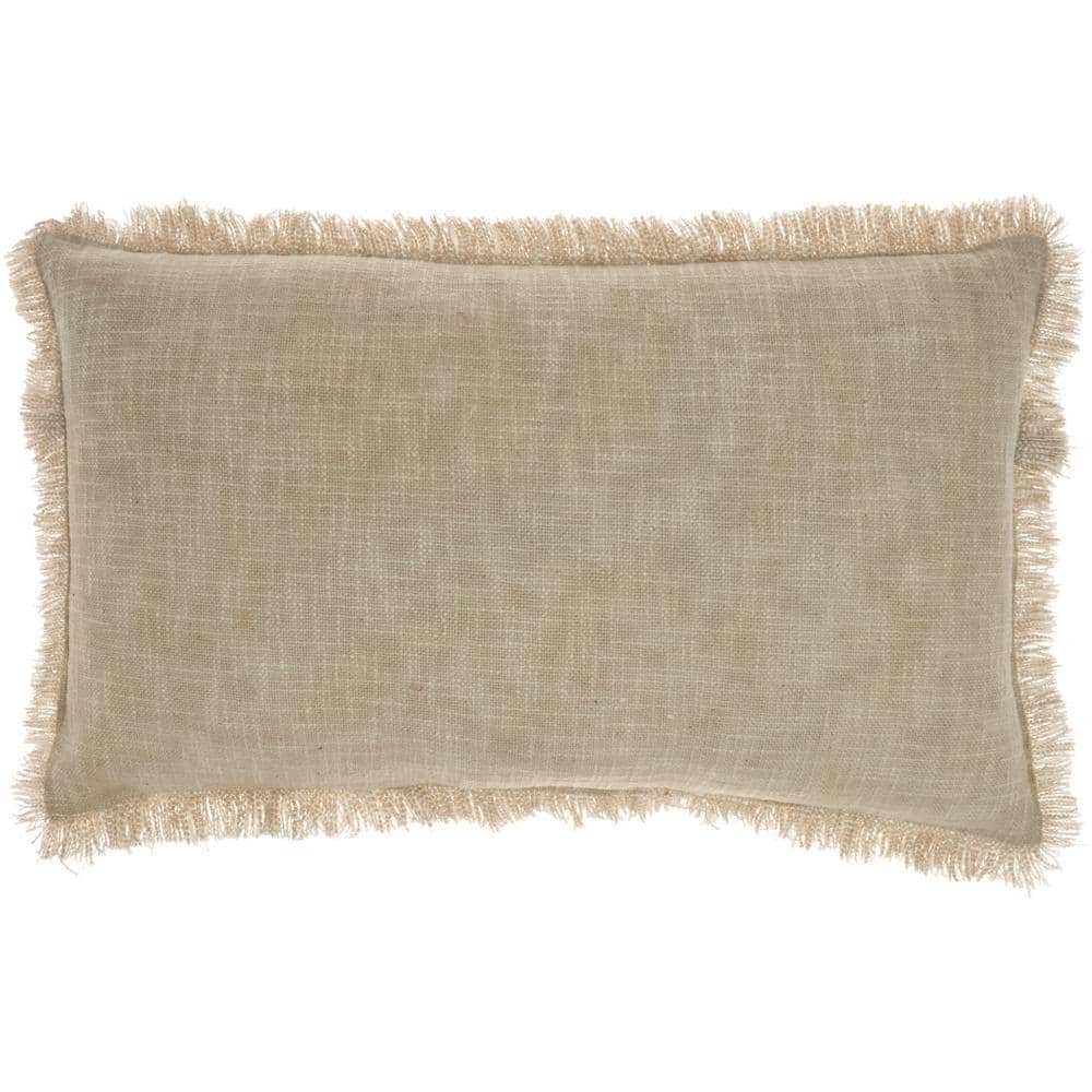 57 Grand by Nicole Curtis Rustic Farmhouse Geometric Stonewash Throw Pillow   ( 22  x 22  ) Taupe 14  X 24  Medium