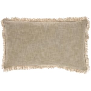 Nicole Curtis Taupe Removable Cover 14 in. x 24 in. Rectangle Throw Pillow