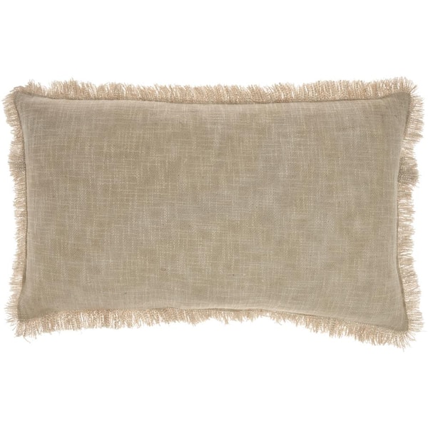 57 GRAND BY NICOLE CURTIS Nicole Curtis Taupe Removable Cover 14 in. x 24 in. Rectangle Throw Pillow