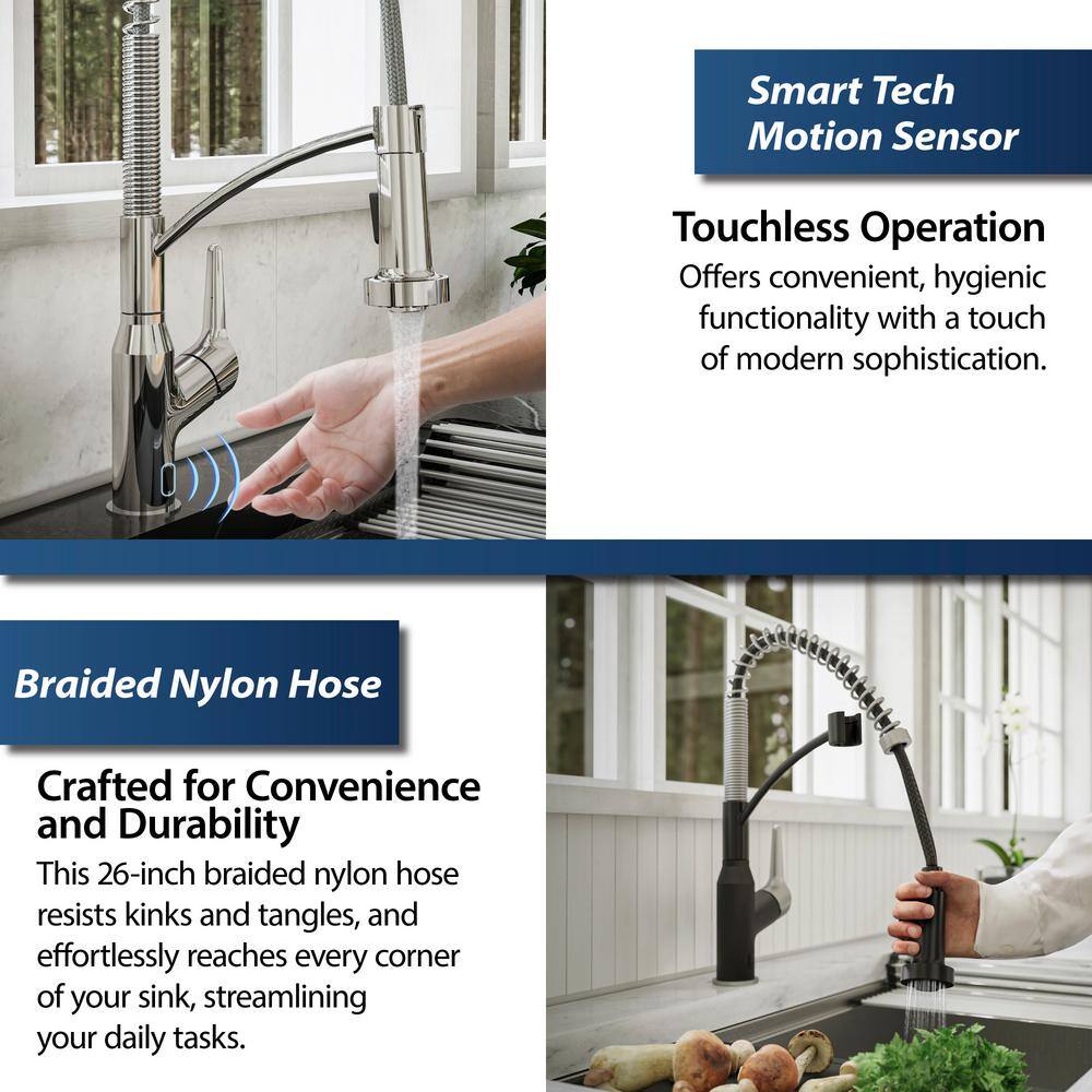 Chrome Pull-Down Touchless Kitchen Faucet with Spray