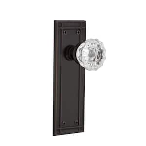 Mission Plate 2-3/4 in. Backset Timeless Bronze Privacy Bed/Bath Crystal Glass Door Knob