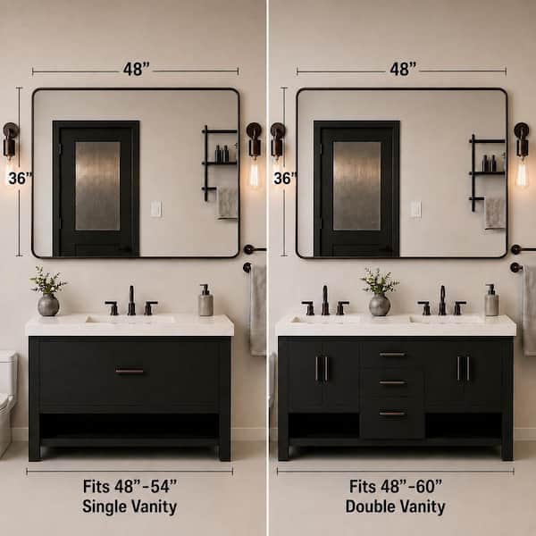 48 in. W x 36 in. H Rectangular Framed Wall Bathroom Vanity Mirror in Oil Rubbed Bronze