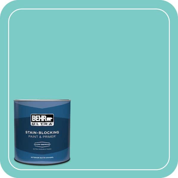 BEHR ULTRA 1 qt. #BIC-39 Blue Green Gem Extra Durable Satin Enamel Interior Paint & Primer