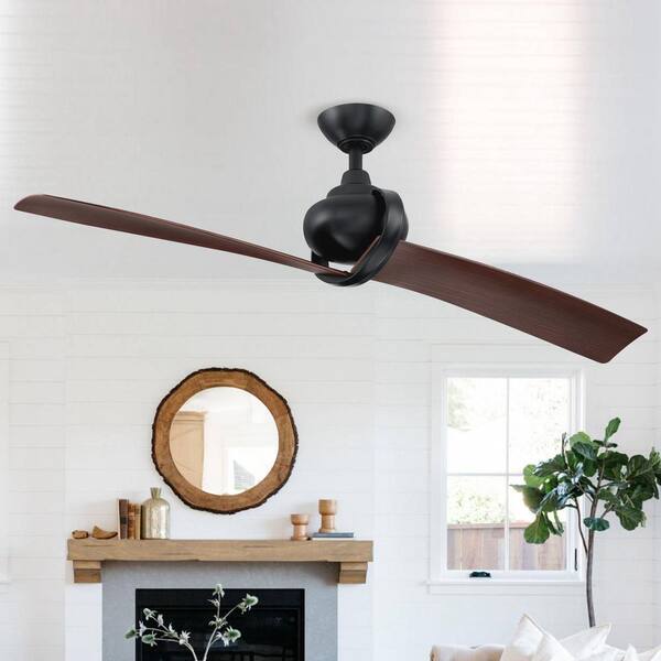 Indoor Modern Black 2 Blade Ceiling Fan, Black 2 Blade Ceiling Fan