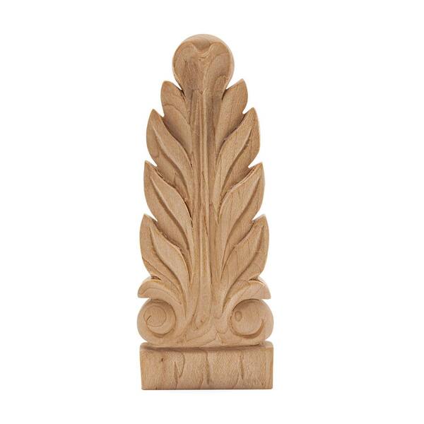 American Pro Decor 1/2 in. x 1-7/8 in. x 5 in. Unfinished Large Hand Carved American Hard Maple Wood Acanthus Applique and Onlay (3-Pack)