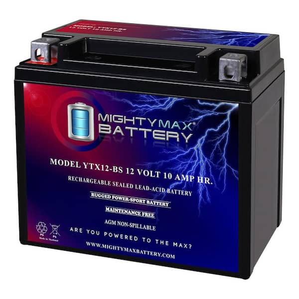 MIGHTY MAX BATTERY YTX12-BS 12-Volt 10AH Battery for Honda VTX1300C, R, S Retro 1300CC 03-12