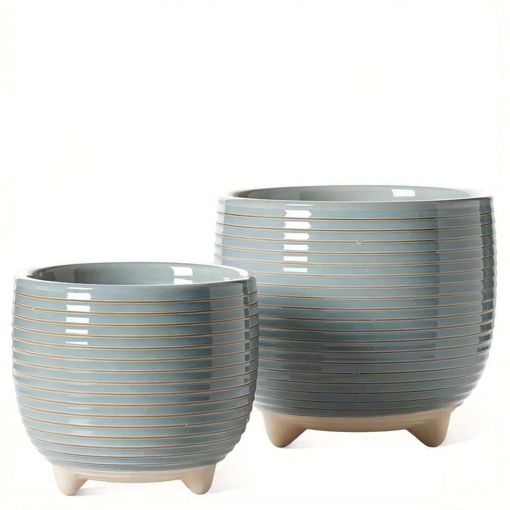 5.1 in./6.4 in. Ceramic Footed Plant Pots Indoor with Drainage, Modern Indoor Planters, Reactive Glaze Gray price history on PriceWatchPro