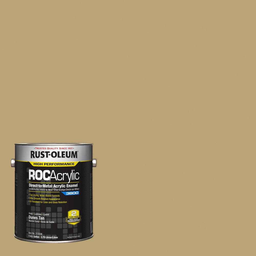 RustOleum 1 gal. ROC Acrylic 3800 DTM OSHA Gloss Dunes Tan Interior/Exterior Enamel Paint