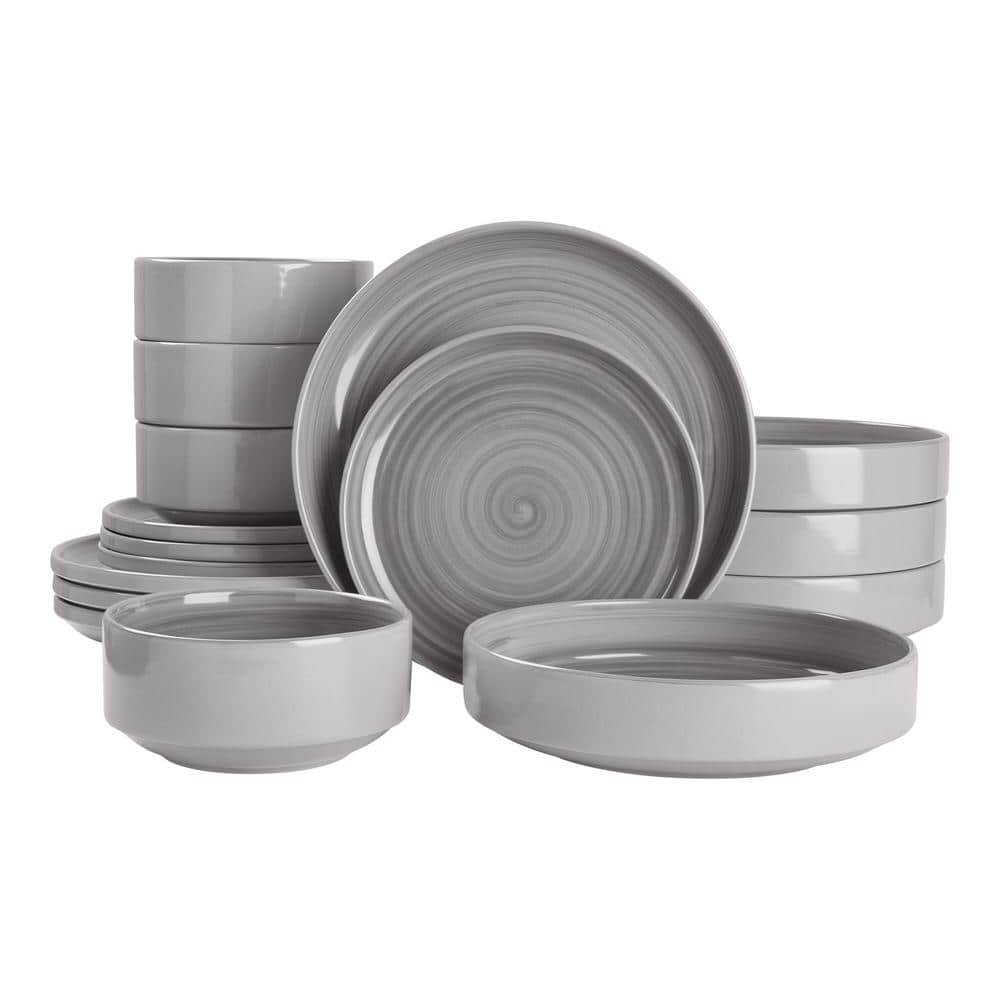 StyleWell Chastain 16-Piece Swirl Stoneware Dinnerware Set in Gloss Shadow  Gray (Service for 4) HD2112004 - The Home Depot