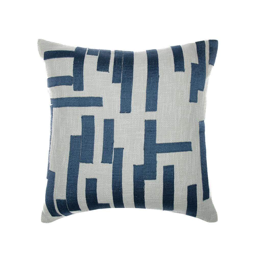Stacy Garcia Blue Geometric Striped Hand-Woven 24 in. x 24 in. Indoor Throw
