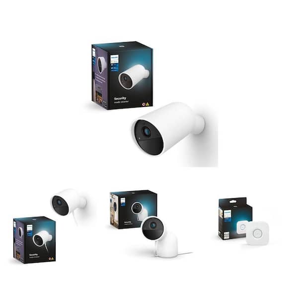 Wireless Smart Security Camera, Smart Home Bridge & Plug-In Surveillance Camera Combo (4-Piece)