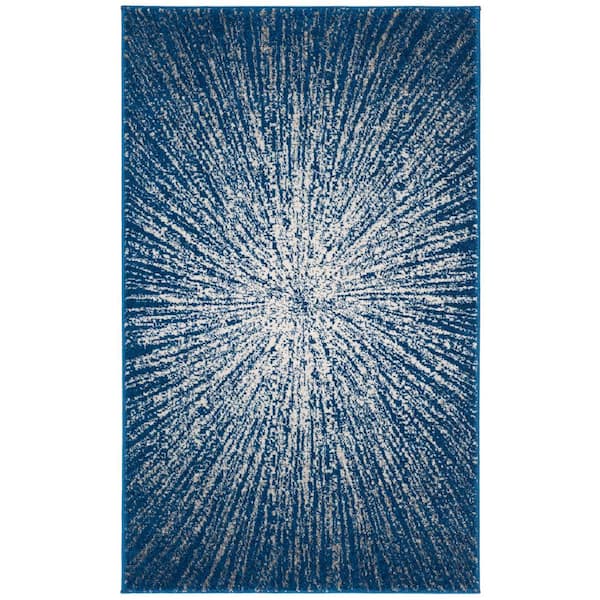 SAFAVIEH Evoke Navy/Ivory Doormat 2 ft. x 4 ft. Geometric Area Rug