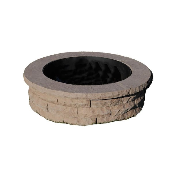 Nantucket Pavers Ledgestone 47 in. x 14 in. Round Concrete Wood Fuel Fire Pit Ring Kit Brown