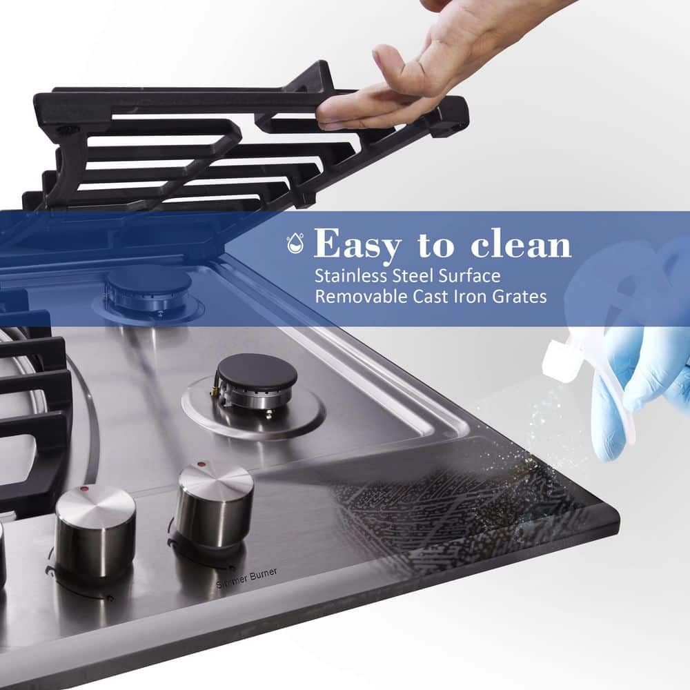 30-Inch Stainless Steel Gas Cooktop with 5 Burners