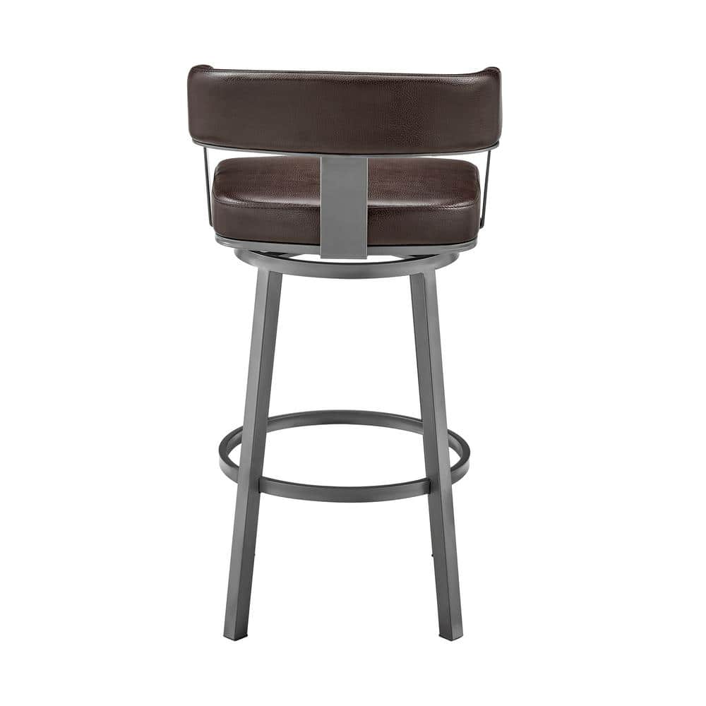 Java Brown 30" Swivel Bar Stool with Chocolate Faux Leather