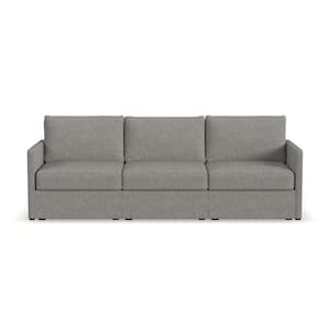 Flex 99 in. Wide Straight Arm Live Smart Performance Fabric Polyester Upholstered Sofa in Pebble Dark Gray