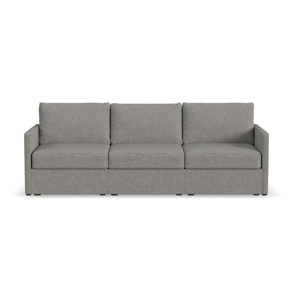 FLEXSTEEL Flex 99 in. Wide Straight Arm Live Smart Performance Fabric Polyester Upholstered Sofa in Pebble Dark Gray