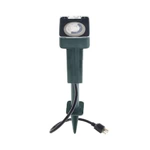 1440 min. Outdoor 6-Outlet Grounded Stake Programmable Smart Timer with 24-Hour On/Off Cycles, Weatherproof, Green